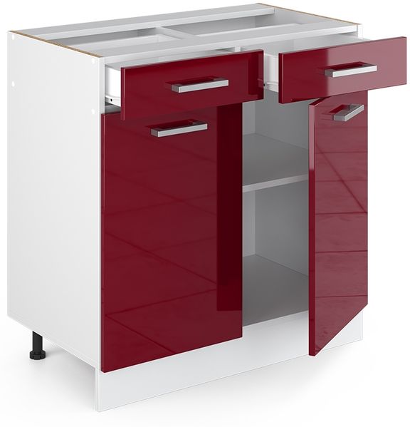 Küchenunterschrank R-Line Rot Hochglanz 80 cm , AP Anthrazit Vicco Bild 4