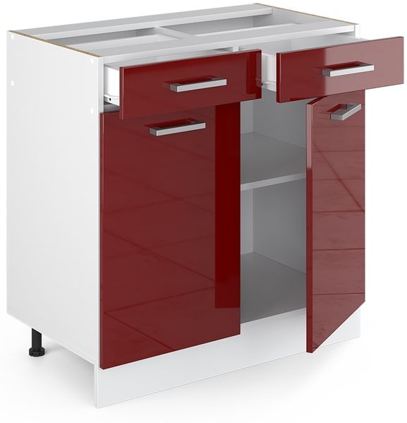 Küchenunterschrank R-Line Rot Hochglanz 80 cm , AP Anthrazit Vicco Bild 3