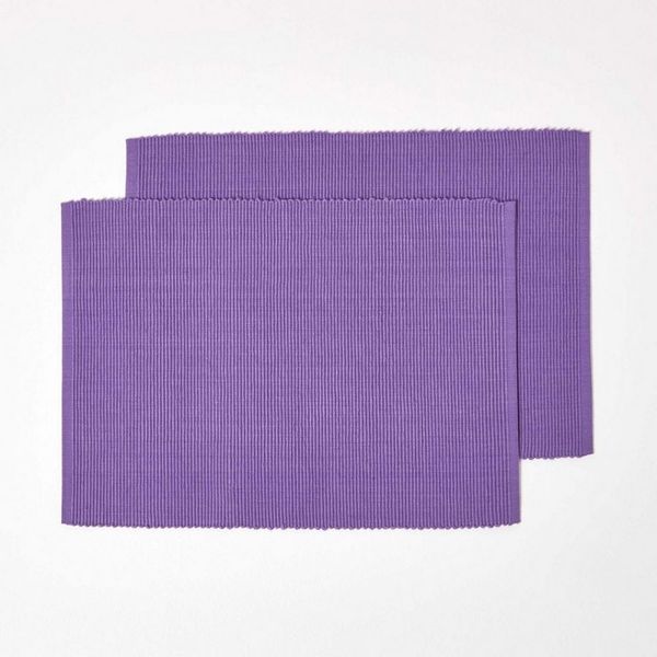 Homescapes Platzset Tischset lila im 2er-Set – 30 x 45 cm, 100% Baumwolle