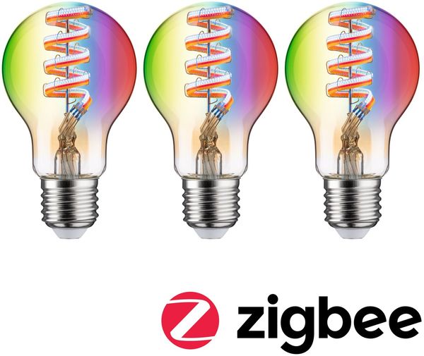 Paulmann 291:63 Filament 230V LED Birne Smart Home Zigbee 3x470lm 3x6,3W 2200-6500K RGBW+ dimmbar Gold