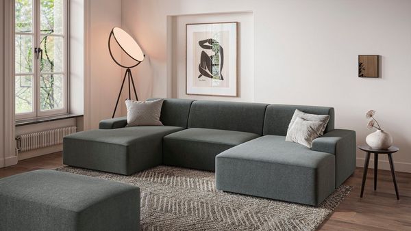 TRENDMANUFAKTUR Hocker Wien, XXL Polsterhocker, passende Ergänzung zur Serie, in trendigem Cordstoff, großzüge Breite von 112 cm