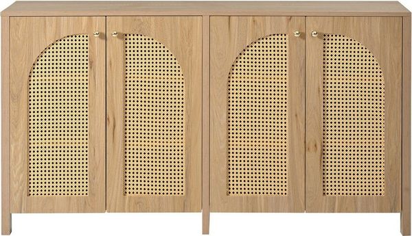 Flieks Sideboard (1 St, 145x40x80 cm), Anrichte mit 4 Rattantür Wohnzimmerschrank Kommode