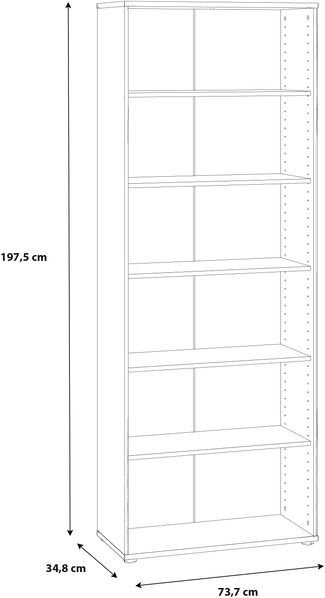 Regal >Tembi< in Weiß - 73.7x197.5x34.8cm (BxHxT) Bild 4