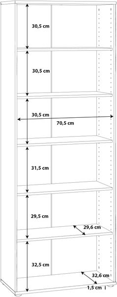 Regal >Tembi< in Weiß - 73.7x197.5x34.8cm (BxHxT) Bild 5