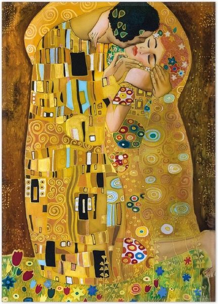 Wallario Teppich Der Kuss von Klimt, rechteckig, rutschfest