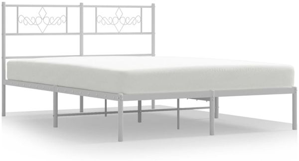 Einzelbettgestell Design für Erwachsene mit Kopfteil Metall Weiß 120x200 cm d2935e