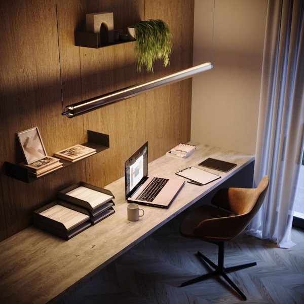 s.luce Ranya LED Up & Down Pendelleuchte mit Glas-Cover & Fernbedienung Aluminium, Rauch 130cm Bild 4