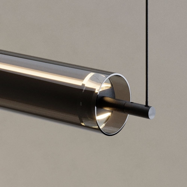 s.luce Ranya LED Up & Down Pendelleuchte mit Glas-Cover & Fernbedienung Aluminium, Rauch 130cm Bild 8