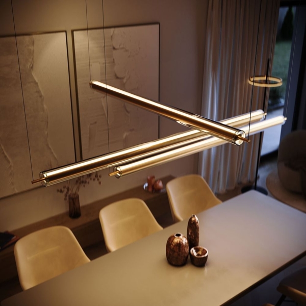 s.luce Ranya LED Up & Down Pendelleuchte mit Glas-Cover & Fernbedienung Aluminium, Rauch 130cm Bild 2