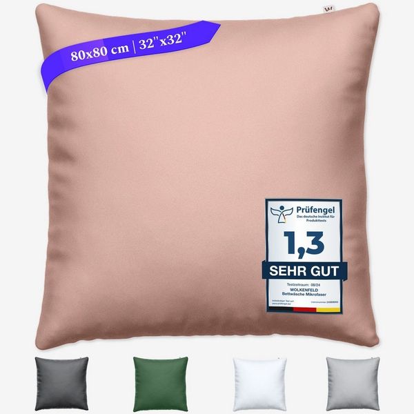 Wolkenfeld Kissenbezug Mikrofaser Kissenbezug - Allergiker Kopfkissenbezug - unfassbar weich, Größe 80x80, 40x80 und 70x90 cm I versteckter Reißverschluss