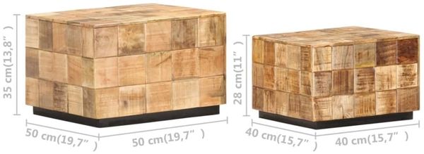 vidaXL Couchtische 2 Stk. in Block-Design Raues Mango-Massivholz 286435 Bild 8