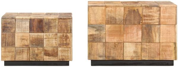 vidaXL Couchtische 2 Stk. in Block-Design Raues Mango-Massivholz 286435 Bild 3