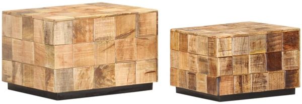 vidaXL Couchtische 2 Stk. in Block-Design Raues Mango-Massivholz 286435 Bild 12