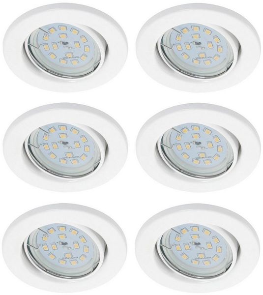 TRANGO LED Einbauleuchte, Dimmfunktion, 6er Set 6729-066MOSD LED Einbaustrahler in Weiß matt Rund inkl. 6x 5 Watt 3 Stufen dimmbar Ultra Flach LED Modul 3000K warmweiß, Warmweiß, Deckenspot, Einbauspot, Deckenleuchte