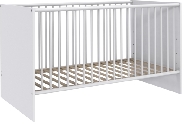 Babybett >Gotland< inkl. Lattenrost, 3 Schlupfsprossen, Weiß - 75x82x143cm (BxHxT)