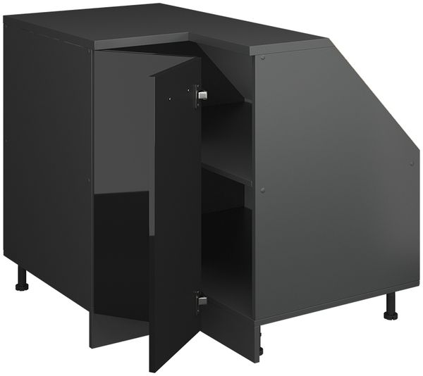 Eck-Küchenschrank für Dachschrägen R-Line Schwarz Hochglanz 75.6 cm mit 1 Tür, Schrankkorpus 60 cm Tiefe Vicco Bild 3