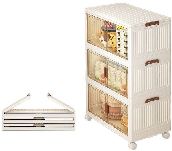 PFCTART Aufbewahrungsbox Faltbare Aufbewahrungsbox mit Deckel & Rollen (Set, 1 St, Für Küche, Haushalt, Camping & Wohnmobil), Stapelbare Kunststoffbox, klappbar & mobil