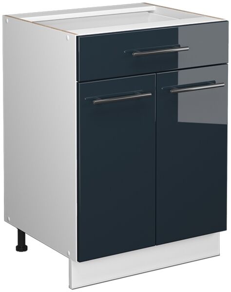 Küchenunterschrank Fame-Line Dunkelblau Hochglanz 60 cm mit Schublade, ohne Arbeitsplatte Vicco