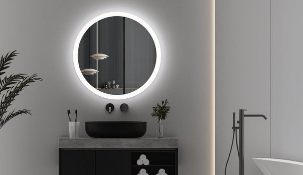 WDWRITTI Spiegel Rund mit Beleuchtung Rundspiegel Bad Led 60 cm 3Lichtfarben Memory (Wandspiegel, Helligkeit dimmbar), 3000/4000/6500K, Touch/Wandschalter