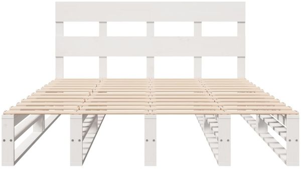 vidaXL Massivholzbett ohne Matratze Weiß 140x200 cm Kiefernholz 3302295 Bild 6