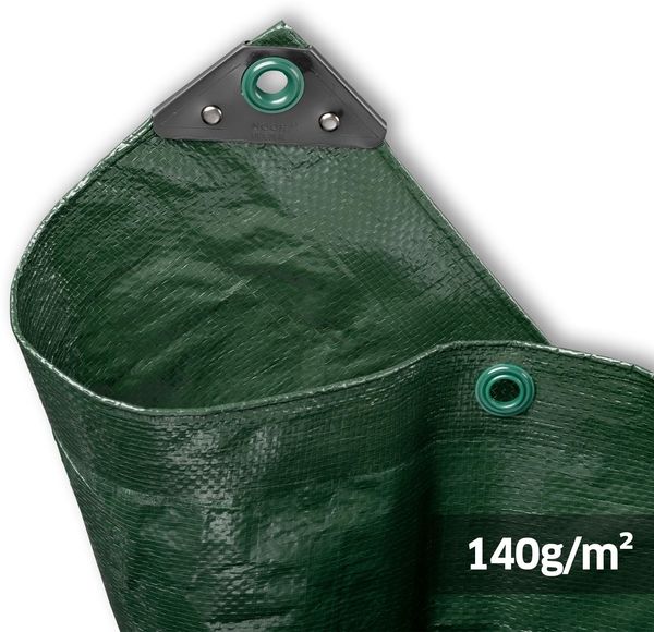 NOOR Abdeckplane Profi - 140g/m² - 3x3 m - Grün - Allzweckplane für Schutz vor Witterung - Ideal geeignet für Gartenbereich - UV-stabilisiert, beidseitig beschichtet, wasserfest und abwaschbar