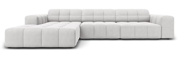 Micadoni Ecksofa Jennifer 4-Sitzer Links Samt Silber
