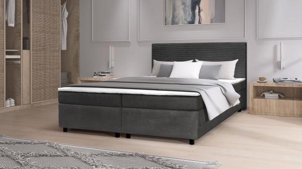 Boxspringbett Paxos Cordstoff Graphite 180x200 Hotelbett Bonellfederkern Bett