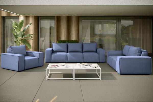 Gartensofa Loungesofa Sofa 3-Sitzer GARDENT wetterfester Stoff NXL Blau Bild 2