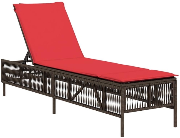 vidaXL Sonnenliege mit Kissen Braun Poly Rattan 4002744