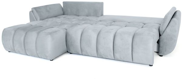 Ecksofa Schlafsofa Sofa COLLIN in Stoff Monolith Hellgrau Ottomane Links Bild 3