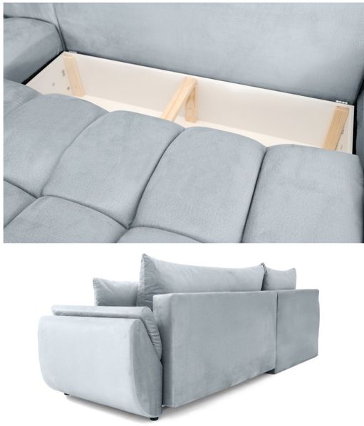 Ecksofa Schlafsofa Sofa COLLIN in Stoff Monolith Hellgrau Ottomane Links Bild 5