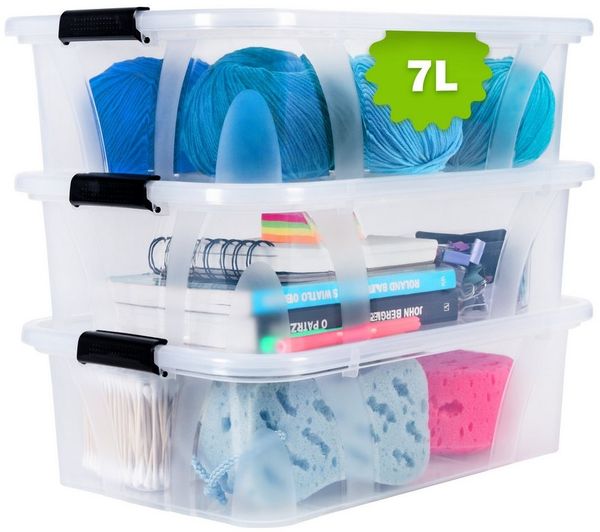 KONZEPT Aufbewahrungsbox mit Deckel groß Set BPA Frei Kunststoff, Aufbewahrungsboxen mit deckel (Set, 3 Boxen), lebensmittelecht