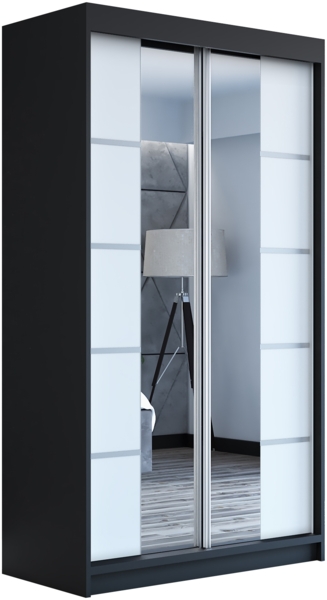 Schwebetürenschrank ERA 2-türig Schrank 120 cm (mit Spiegel) Farbe: Schwarz , weiß