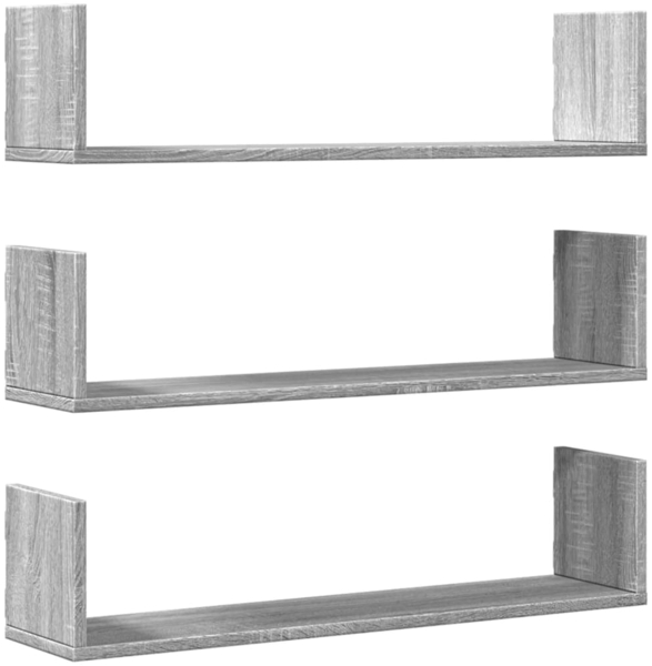 vidaXL Wandregale 3 Stk. Grau Sonoma 80x18x18 cm Holzwerkstoff 853295