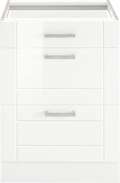 KOCHSTATION Auszugsunterschrank KS-Tinnum 60 cm breit, MDF-Fronten, Metallgriff, 1 Schubkasten, 2 Auszüge