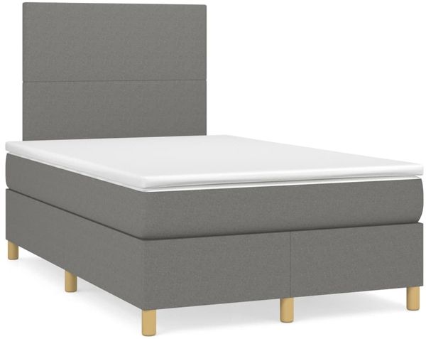 vidaXL Boxspringbett mit Matratze Dunkelgrau 120x190 cm Stoff 3269917