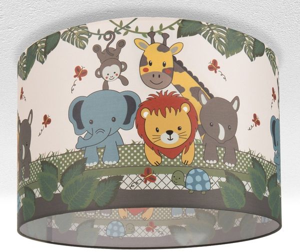 Paco Home Deckenleuchte Diamond 634, ohne Leuchtmittel, Kinderlampe Deckenlampe LED Kinderzimmer, Dschungel-Tiere, E27