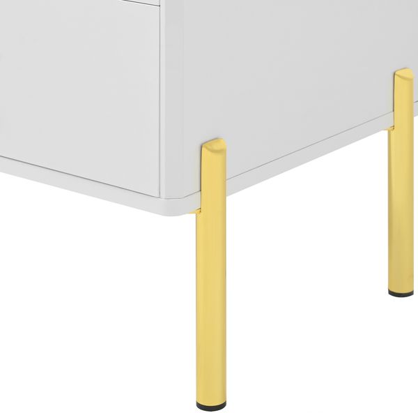 Merax Sideboard-Schrank mit 2 Schubladen & 2 Glastüren – Moderne Kommode in Weiß mit Goldakzenten – Viel Stauraum, Weiß Bild 7