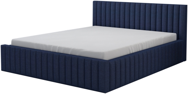 Polsterbett LOG-OM 90x200 ohne Matratze mit Bettkasten und Lattenrost. Farbe: KOBALT 80