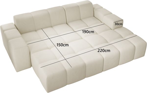 Ecksofa Fogo, Sofa mit Hocker, Couch L-Form, Veloursstoff, Links Sofa, 245 x 68 x 180 cm, Grau Bild 9