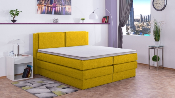 Meisterbetten Boxspringbett Dora 240x200 in W-Yellow, Matratzenbezug Nano, Komfortschaum-Topper Bild 3