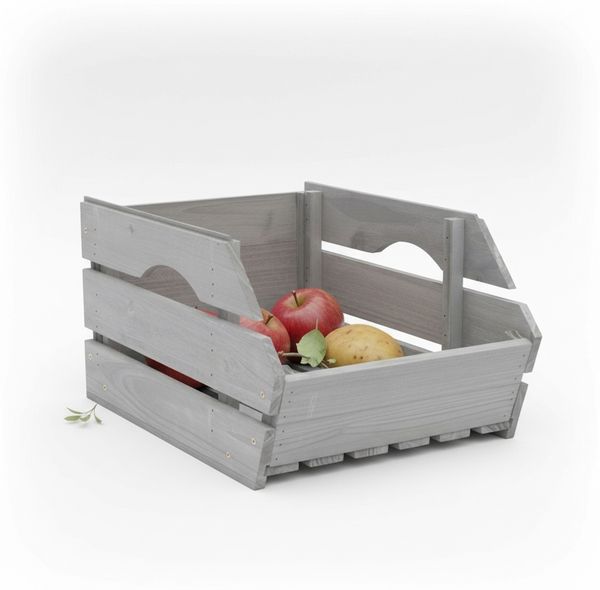 Mucola Obstkiste mit Griffen Vorratskiste Holzkisten Grau Kartoffelkiste Weinkisten Bild 4