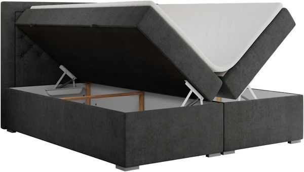 Boxspringbett, Modern Bett mit Multipocket-Matratze und zwei Bettkästen - JASIR - 160 x 200 cm - Dunkelgrau Stoff - H3 Bild 4