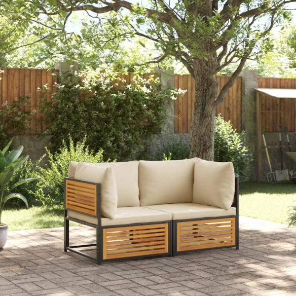 vidaXL 2-tlg. Garten-Sofa-Set mit Kissen Massivholz Akazie 3214916