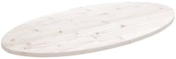 vidaXL Tischplatte Weiß 90x45x2,5 cm Massivholz Kiefer Oval 824326