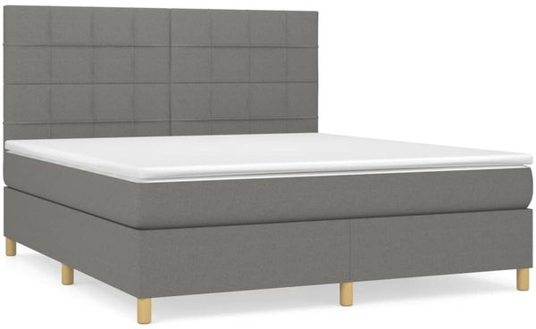 vidaXL Polsterbett mit Matratze Dunkelgrau 160x200 cm Stoff, Härtegrad: H2 [3142346] Bild 2