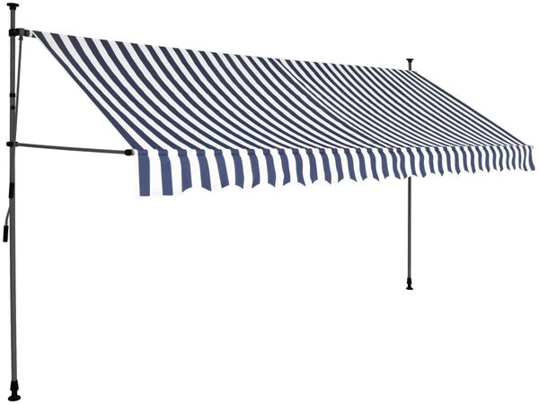 vidaXL Einziehbare Markise Handbetrieben mit LED 400 cm Blau und Weiß 145847 Bild 4