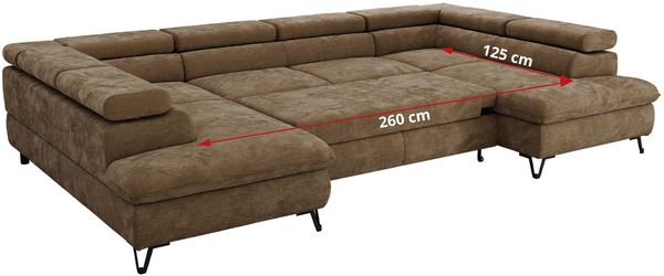 MKS Möbel 'Pablo U-Form' Wohnlandschaft mit Bettkasten, Braun, Schenille glatt, ohne Topper Bild 8
