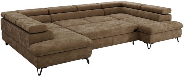 MKS Möbel 'Pablo U-Form' Wohnlandschaft mit Bettkasten, Braun, Schenille glatt, ohne Topper Bild 6