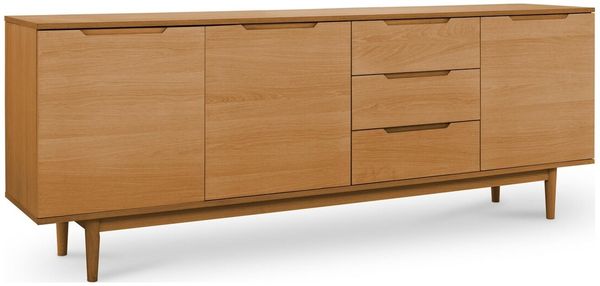 Sideboard Enimeta Eiche Natur 213 cm - 3 Türen, 3 Schubladen & Soft-Close